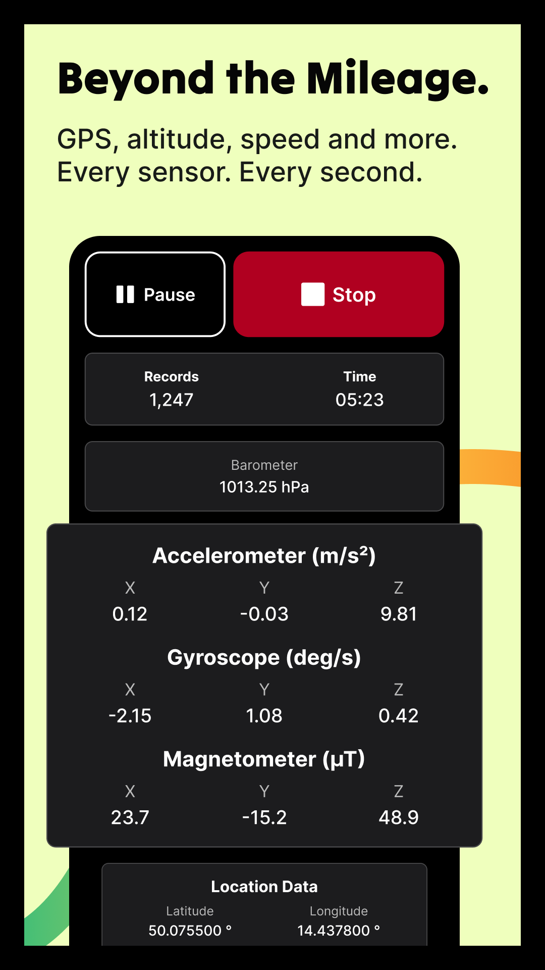 DrivingTracker active recording screen